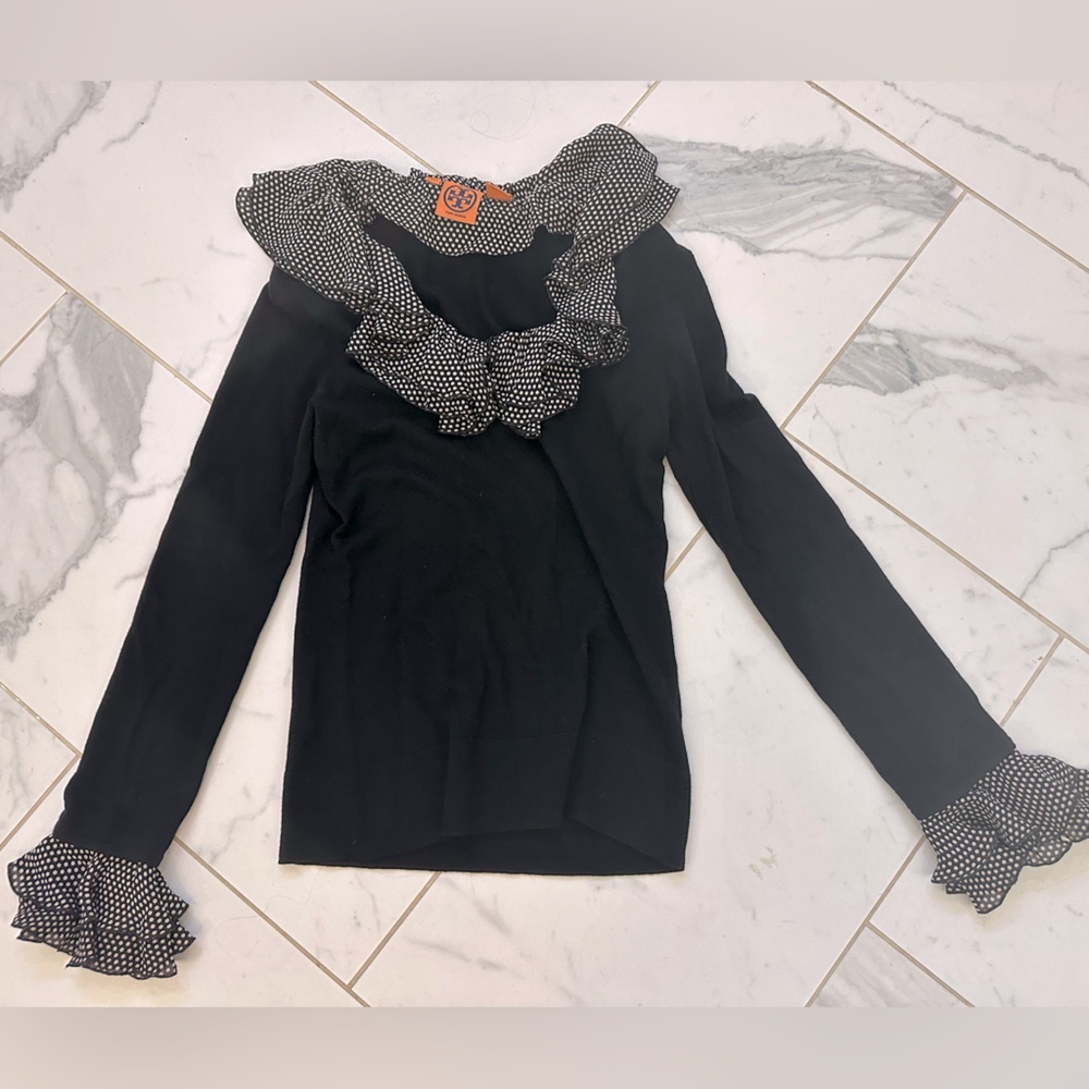 Tory Burch Wool Sweater with Detachable Sleeves/Collar Sz S - EUC